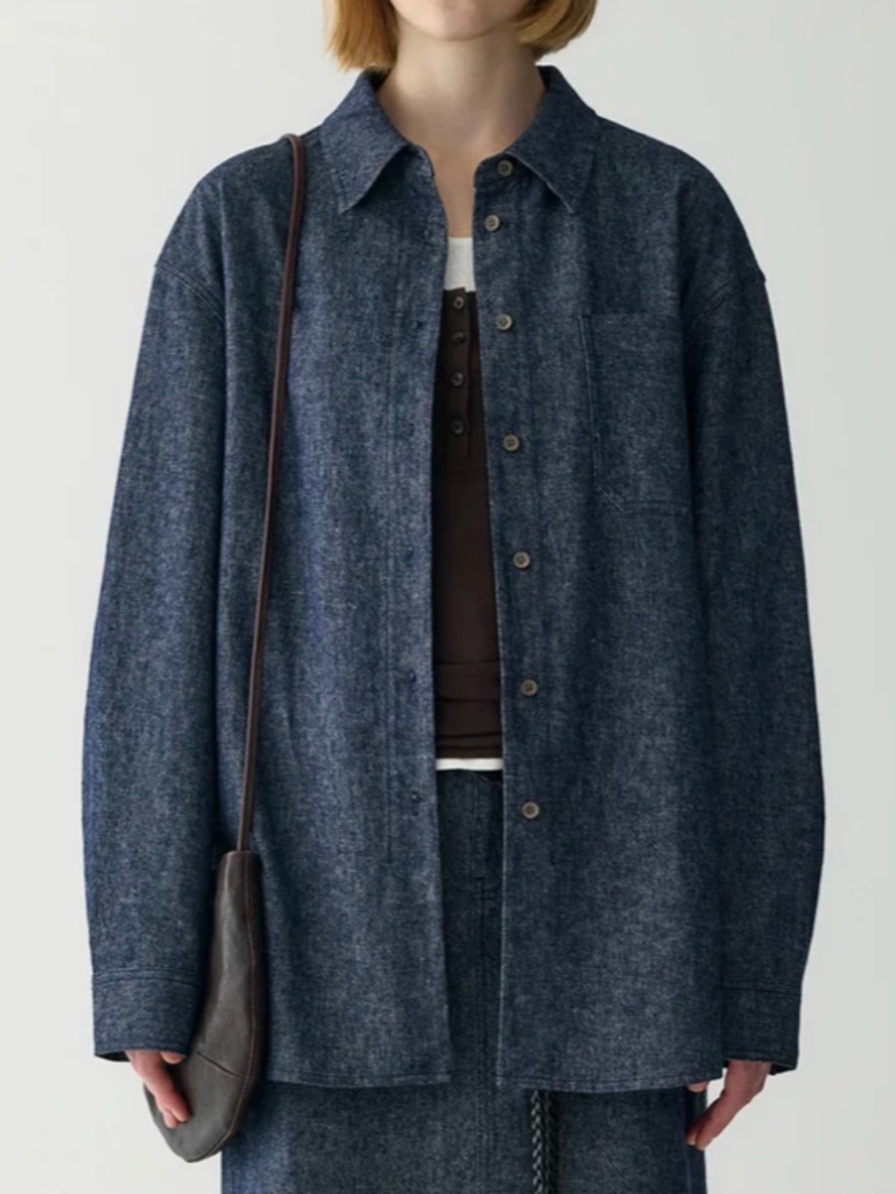 Insis Femme Cotton-linen Denim Shirt Ocean Blue 8 Medium